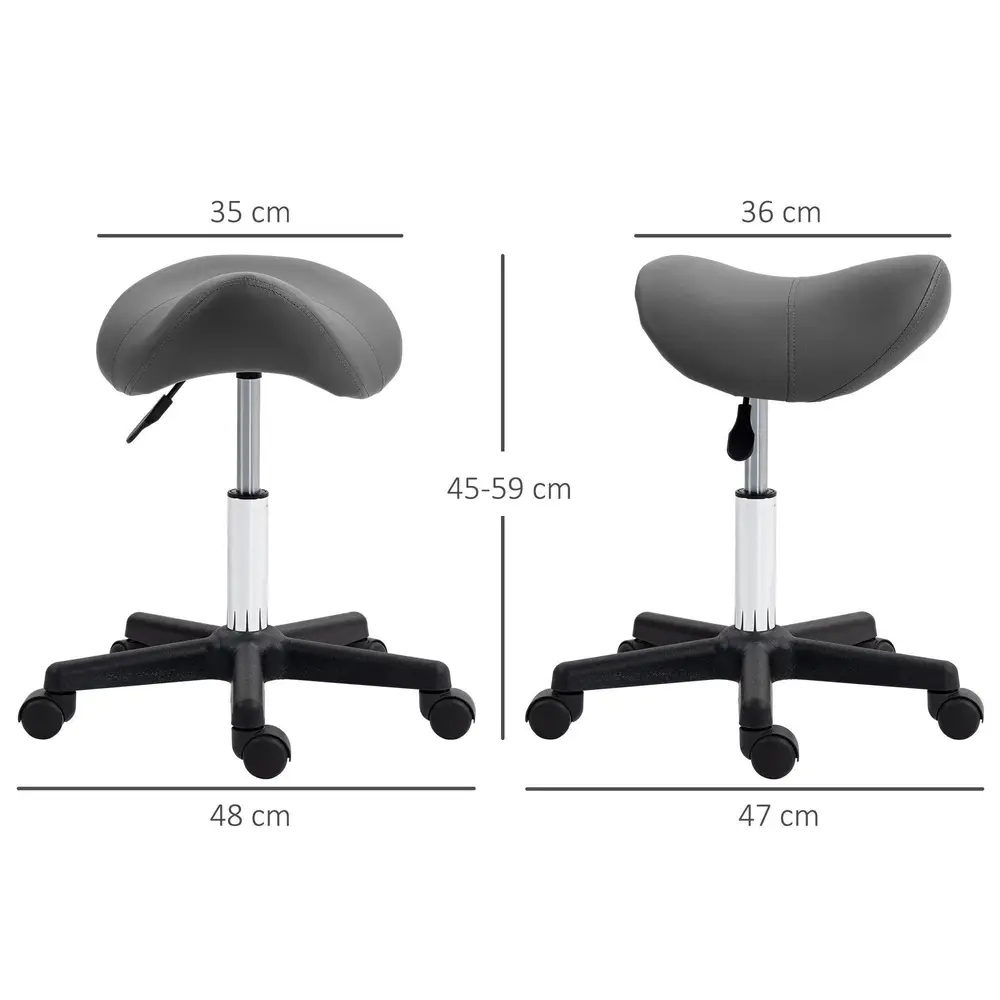 Sadelformad Rullpall Höjdjusterbar 48 x 47 x 45–59 cm