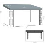 Pergola med Justerbart Tak, Modern Trädgårdspaviljong i Metall, Skapar Skugga och Rumskänsla på Uteplatsen, Grå, 4 x 3 m