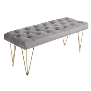 Bänk Entré Skobänk Sammetsöverdrag för Hall Sammetsgrå 116 X 44,5 X 49 Cm