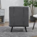 Sovstol Enkelsoffa Mörkgrå av Tyg med Sammetslook och Metall för Avkoppling Relaxstol med Sängfunktion Justerbart Ryggstöd