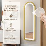 Helfigursspegel Väggspegel Guld av Glas och Aluminium för Garderob Dimbart LED Ljus med Touchknapp 47 x 146 cm