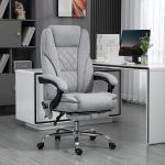 Ergonomisk Kontorsstol med Massagefunktion, Fotstöd, Vridbar och Rullbar, Grå