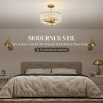 Taklampa med Ljuskronadesign, Kristallskärm, 3 Lampor i Metall, Guld