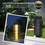 Sollampa Trädgårdslampa Grå av Rotting och Plast för Utomhusbruk LED Lampa med Ljussensor Anti-UV