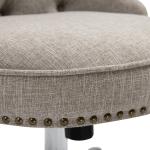 Ergonomisk Kontorsstol Linnetyg Höj- och Sänkbar Retrodesign Bekväm Vaddering för Hemmakontor Ljusgrå 54 X 65,5 X 84-91 Cm