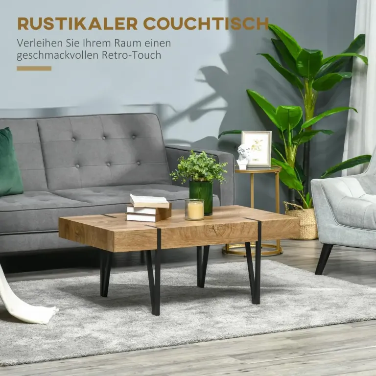 Industriellt Soffbord Svart + Brun 105 x 60 x 42 cm