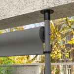 Vertikal Markis Balkonggardin Mörkgrå av Polyester och Metall för Trädgård Väderbeständig Balkongskyddsskärm med Vev 150 x 220-310 cm