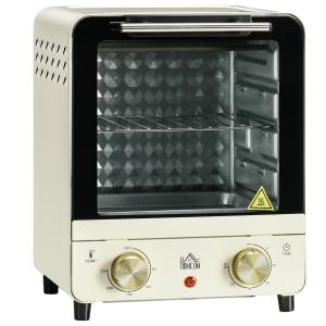 Minugn med Varmluft 15L, Kompakt Bordsugn med Timer, Mångsidig Ugn för Litet Kök, Gräddvit, 1000 W