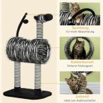 Klösträd i Zebra-Design, Unik Klösmöbel med Tunnel, Dekorativ Lekplats för Katter, Svart/Vit, 93 cm