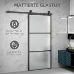 Skjutdörr med Frostat Glas och Spårsystem, Mjukstängningsmekanism i Stål, Svart