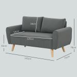 Soffa Loveseat 2-Sits Liten Soffa Mörkgrå av Manchester och Trä för Vardagsrum Modern Stoppad Soffa med Djupa Säten 145 x 75 x 78 cm