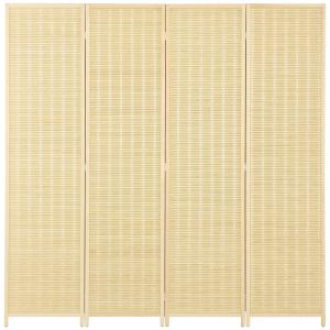 Rumsavdelare Skärmvägg 4-Delad Insynsskydd Natur av Bambu för Vardagsrum och Sovrum Vikbar Skärm 180 x 180 cm