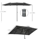 Parasoll Trädgårdsparaply Grå av Polyester och Metall för Uteplats Justerbart Dubbelparasoll Marknadsparaply Solskydd 150 x 295 cm