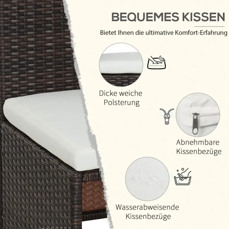 Matgrupp Utemöbler i Konstrotting Bord & 4 Stolar Khaki