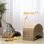 Kattskrapbräda Klösmöbler Brun av Wellpapp för Katter Set om 8 Återvinningsbara Repmattor för Träningshjul 55 x 25,5 x 3 cm
