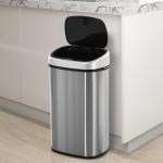 Sopkärl 58 L Automatisk Soptunna med IR-Sensor Rostfritt Stål Hygienisk Silver 40,9 X 28,9 X 68 Cm
