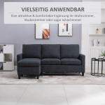Hörnsoffa L-Form Soffa Mörkgrå av Tyg och Trä för Vardagsrum Soffset med Vändbar Schäslong Modern Design Bekväm 197 x 139 x 91 cm