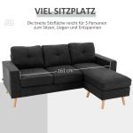Hörnsoffa L-Form Soffa Svart av Tyg med Linnelook för Vardagsrum 3-Sits Soffa med Schäslong Modern Design