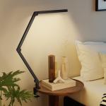 Skrivbordslampa med Klämfäste Svart Metall och Plast för Kontor LED Arbetslampa med Justerbar Arm och Ljusstyrka Ögonvänlig Belysning Modern Design