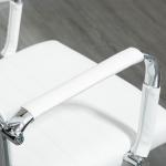 Ergonomisk Kontorsstol i Vitt Konstläder, Bekväm Skrivbordsstol med Gungfunktion, Stilren Design för Moderna Kontor, Vit, 54 x 62 x 104-114 cm, 120 kg