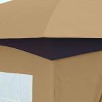Lusthus Trädgårdspaviljong Vattenavvisande Tält Beige av Polyester och Metall för Trädgård Partytält med Dubbeltak 3,4 x 3,4 m