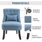 TV-Fåtölj i Blått Linnetyg, Bekväm Relaxstol med Ryggkudde och Träben, Elegant Vilostol för Vardagsrum, Blå, 52,5 x 69 x 77 cm