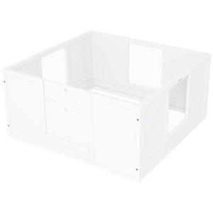 Valphage Valpstaket Vit av Plast för Medelstora Hundar Inomhus Lekhage med Justerbar Dörr 100 x 96 x 48 cm