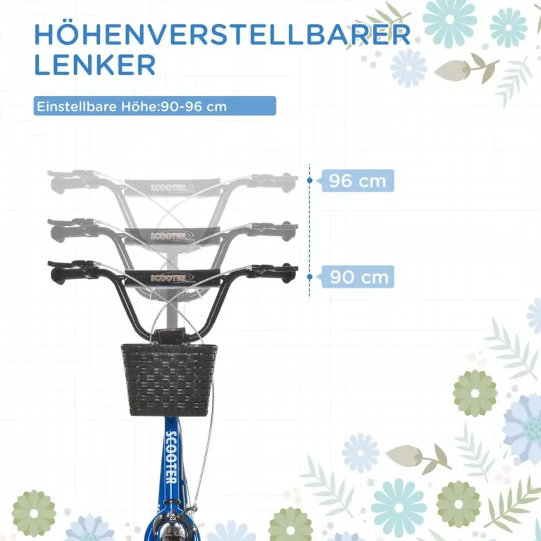 Sparkcykel för Barn med Korg och Broms Blå