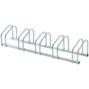 Cykelställ Flexibelt för 5 Cyklar Utbyggbart Golv- eller Väggmonterat Passar Däck Upp till 55 Mm Galvaniserat Stål Silver 130 X 33 X 27 Cm
