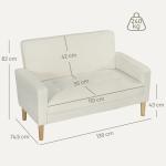 2-sits Soffa med Ben av Gummiträ, Stoppad för Vardagsrum och Sovrum, Gräddvit