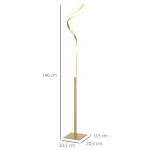 Golvlampa LED Lampa i Spiraldesign Guld av Metall för Vardagsrum och Sovrum Dimbar Lampa med Fotkontakt 146 cm