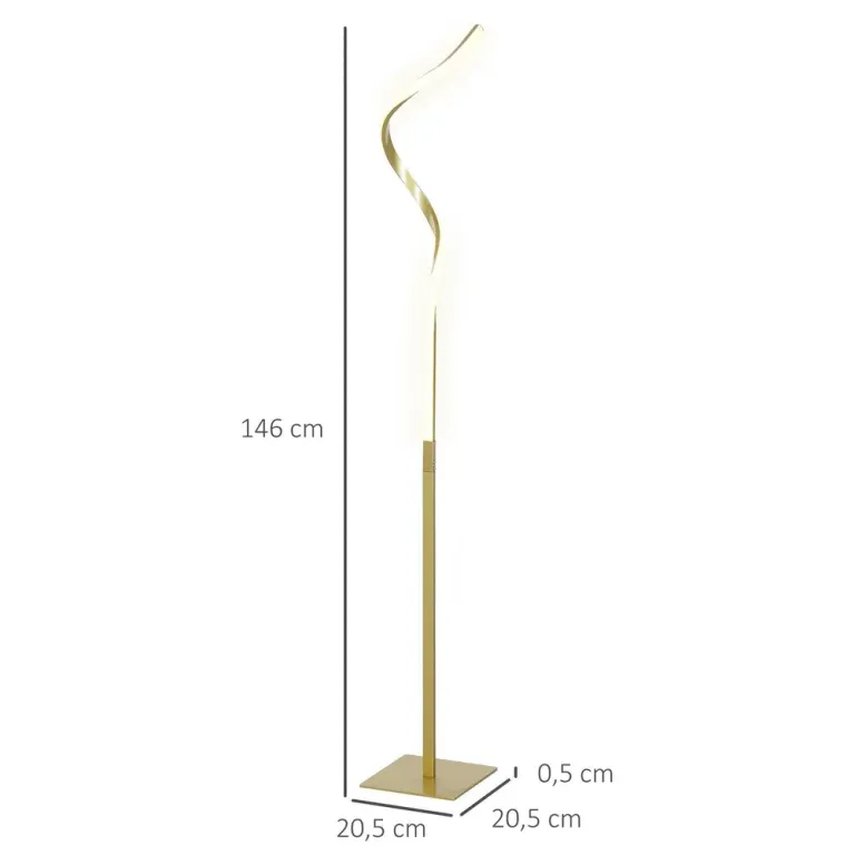 Golvlampa LED Lampa i Spiraldesign Guld av Metall 146 cm