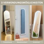 Hellängdsspegel Stående Spegel med LED Belysning Svart av Glas för Sovrum och Vardagsrum Väggspegel med Stativ 150 x 40 cm