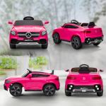 Elbil för Barn 12V med Fjärrkontroll, LED-lampor, Musik och 3 Hastigheter, 3-6 År, Rosa