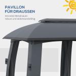 Stort Partytält med Dubbeltak, Rymlig Paviljong med Myggnät och Sidoväggar, Robust Solskydd för Fest, Mörkgrå, 3 x 6 m
