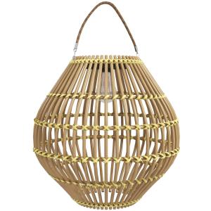 Sollampa Trädgårdslampa Gul av Rotting och Plast för Utomhusbruk Vattentät Lampa med Ljussensor Trumma Design