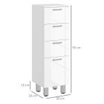Badrumsskåp med 4 Lådor och Slät Yta för Förvaring i Badrum och Sovrum Hållbar och Stabil Vit Spånskiva för Hemmet Modern Design