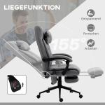 Kontorsstol Massagestol Grå av Polyester för Kontor Ergonomisk Chefsstol med Svankvärme och Fotstöd 66 x 76 x 112-120 cm