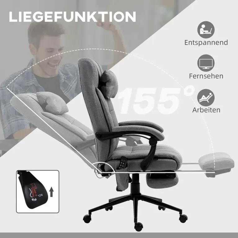 Kontorsstol Massagestol Grå 66 x 76 x 112-120 cm