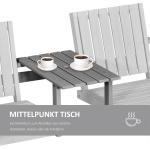 Trädgårdsbänk med Integrerat Bord Massivt Trä med 2 Stolar och Parasollhål Praktisk Bänk för Terrass Grå 152 X 70 X 83 Cm