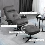 Snurrbar TV-Fåtölj med Pall, Bekväm Relaxstol med Liggfunktion, Ergonomisk Vilostol för Vardagsrum, Mörkgrå, 150 kg