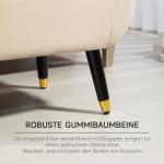 Bänk Förvaringsbänk Beige av Polyester och Gummiträ för Sovrum Lyxbänk med Armstöd 107 x 42 x 65 cm