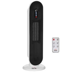 Keramisk Värmefläkt med Oscillering, Tornfläkt med Fjärrkontroll och Timer, Effektiv Värmare för Hemmet, Vit, 21 x 21 x 63,5 cm, 2000 W