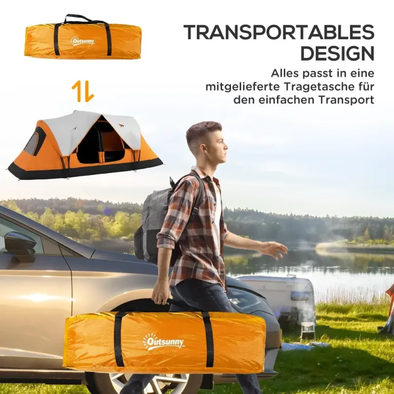 Campingtält Tunneltält för 8 Personer Orange av Polyester