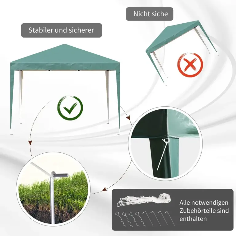 Paviljong Partytält Gazebo Pop-up Fällbart Lusthus 2,95 x 2,