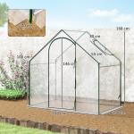 Växthus för Odling med Takfönster och Upprullningsbar Dörr för Trädgård Hållbar och Stabil Transparent Plast och Metall 180 x 100 x 168 cm