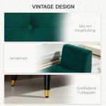 Bänk Förvaringsbänk Grön av Polyester och Gummiträ för Sovrum Lyxbänk med Armstöd 107 x 42 x 65 cm
