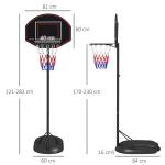 Basketkorg Basketstativ Svart av Stål för Utomhusbruk Höjdjusterbar med Hjul och Splittersäker Bakvägg 221-282 cm