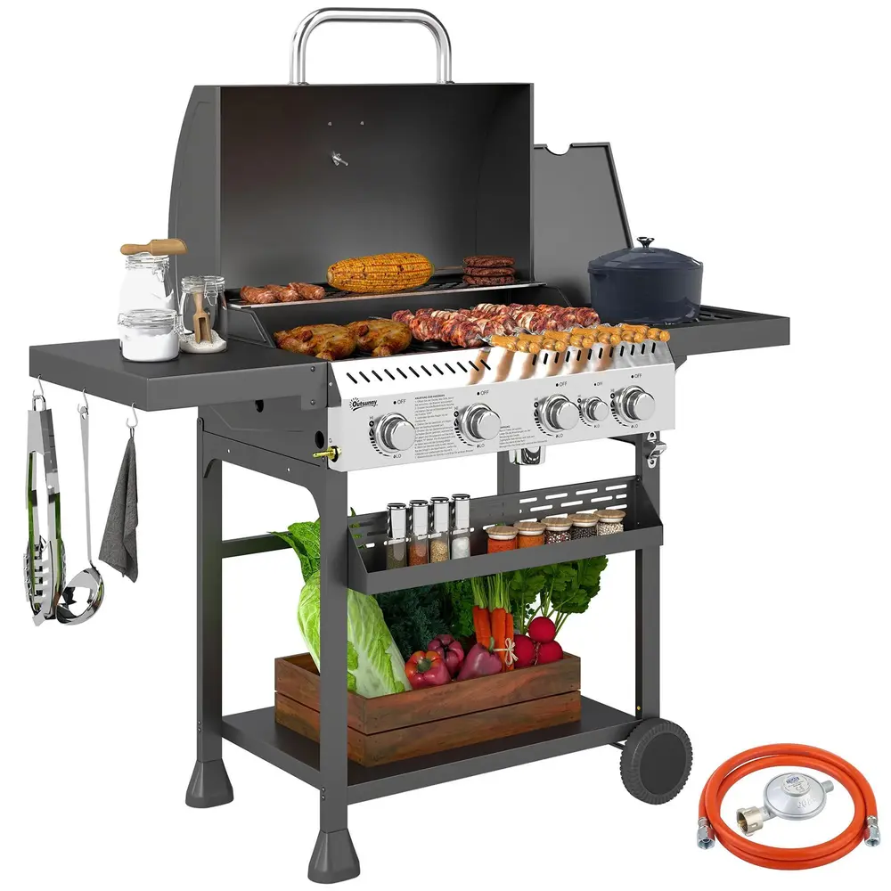 Gasgrill Bbq Grill 4 Huvudbrännare 1 135x55x103 cm