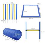 Agility Träningsset Blå Gul PE och Polyester för Hundsport Slalom Häck och Tunnel för Aktiva Hundar